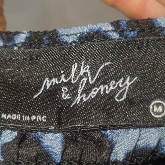 Milk & Honey Animal Print Top Womens M Blue Leopard Print Boho Y2k Long Sleeve - Picture 7 of 9